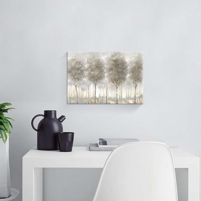 Tree Painting Canvas Wall Art: Nature Forest Landscape Picture Modern Gray Abstract Artwork for Living Room Bedroom