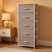 Tall Dresser for Bedroom with 5 Drawers, Storage Organizer Chest of Drawers with Removable Fabric Bins for Closet Bedside Living Room Laundry Entryway Hallway, Ash Grey