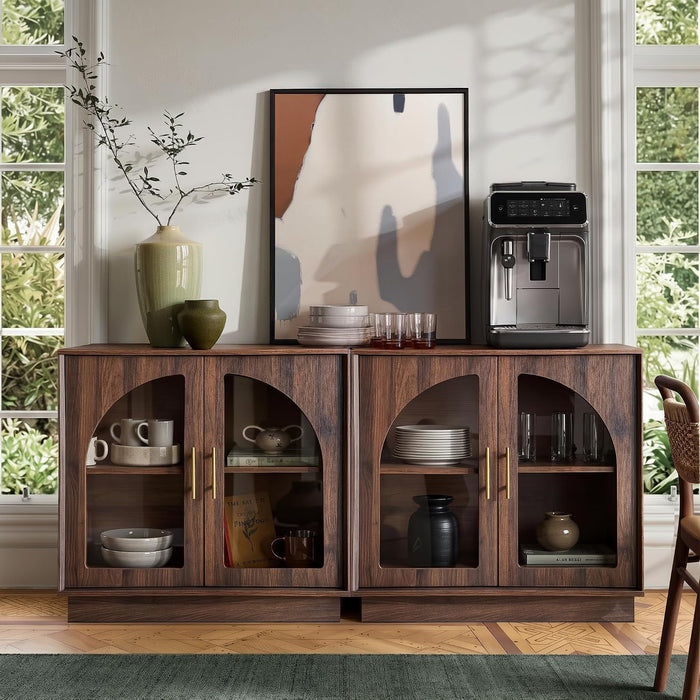 31.5" Sideboard Buffet Cabinet with Arched Glass Doors