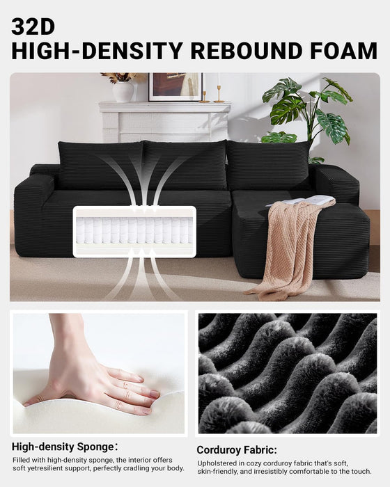 96 Inch Cloud Contemporary Sectional Sofa Charcoal