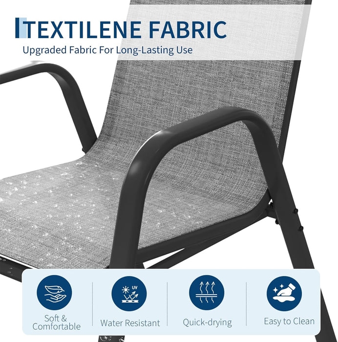 Patio Chairs Set of 4, Stackable Chairs with High Back for Backyard