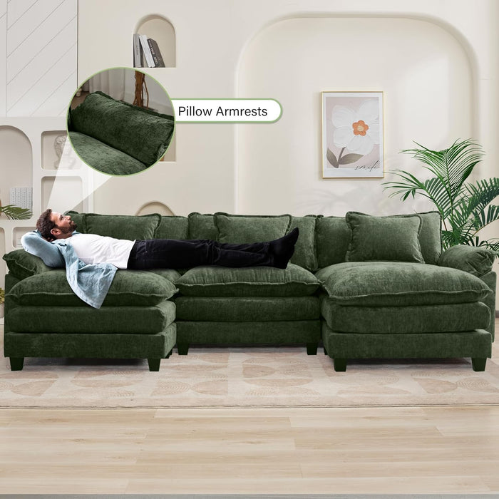 120 Inches Emerald Chenille Modular Sectional Sofa