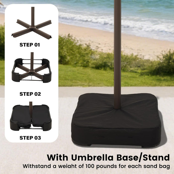 15FT Patio Umbrella with Base,Large Outdoor Double-Sided Rectangle Umbrella with Crank Handle, Market Umbrella for Poolside Garden Deck Backyard Beach Pools,Navy