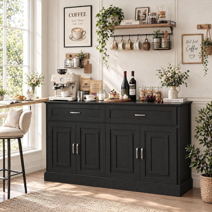 Sideboard Buffet Cabinet with Storage, Black Coffee Bar Cabinet