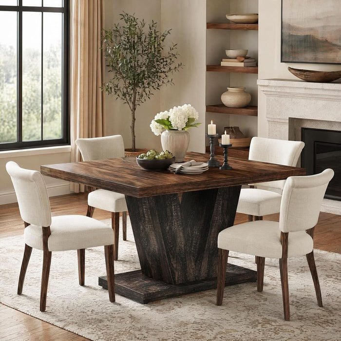 Rectangle Dining Table, 47" Kitchen Table for 4, Black & Brown