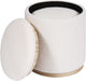 round Ottoman with Storage Set of 2, Vanity Stool with Tray Storage for Bedroom, Small Teddy Velvet Foot Rest Stool Ottoman for Living Room, Dorm (White)