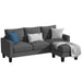 Convertible Sectional Sofa Couch, Modern Linen Fabric L-Shaped Couch 3-Seat Sofa Sectional with Reversible Chaise for Small Living Room, Apartment and Small Space, Dark Gray