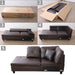 Modern Faux Leather Sectional Couch and Sofa Set, L Shaped Sectional Sofa with 17.5" Back Height, Living Room Furniture Sets, Brown(No Ottoman)