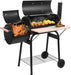 Charcoal Grill Offset Smoker, Charcoal Barbecue Grills with Spacious Cooking Area, Barrel BBQ Grill and Smokers Combo for Outdoor Balcony Picnics Party Camping
