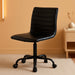 Alan Office Task Chair - Black Vinyl - Black Frame - Armless - Ribbed Back and Seat - Low Back Design