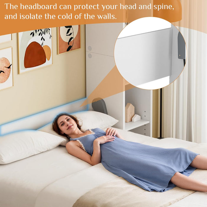 Murphy Bed Queen with Storage Bookcase & 4 Adjustable Shelves, Queen Murphy Bed Cabinet Bed, Foldable Space Saving Furniture Beds, Wood Wall Bed for Guest Room, Bedroom, White