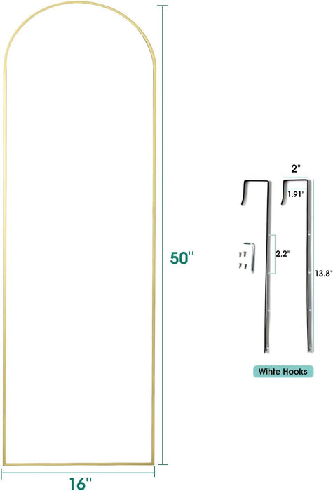 Door Mirror, Full Length Mirror over the Door, 16"X 50" Hanging Mirror, Arched, Vertical, Wall Mirror, Full Body Mirror, Gold