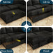 Black 83Inch DeluxeSleeper Sectional Sofa With Storage