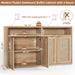 Rattan Sideboard Buffet Cabinet,55" Coffee Bar Cabinet with 4 Doors & Open Storage Shelf,Modern Credenza Console Table for Living Room Rattan Farmhouse Entryway Natural