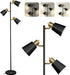 Tree Floor Lamp for Living Room, Industrial 3-Light Standing Lamp with 3 LED Bulbs, Adjustable Rotation Heads, Standing Tall Pole Lamp Farmhouse Rustic Reading Lamps for Bedroom Office (Black Gold)