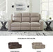 Lavenhorne Contemporary Faux Leather Manual Reclining Sofa with Drop down Table, Cup Holders and USB Ports, Beige