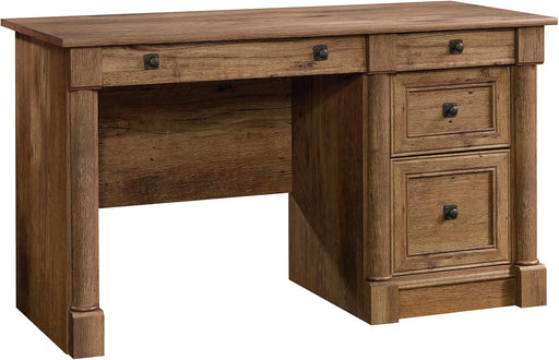 Palladia Computer Desk with Drawers, Home Office Desk with File Cabinet Storage Drawer, Cable Management, Keyboard Tray, in Vintage Oak Finish