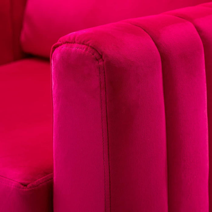 Fuchsia Velvet Upholstered Armchair With Gold Legs