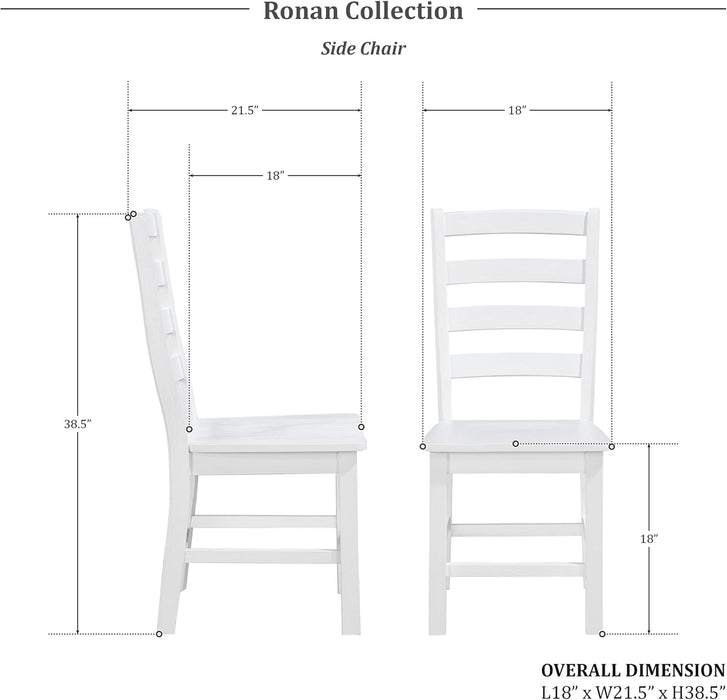 Dining Chairs Set of 2, Dining Chairs with Solid Wood Legs and Footrest, High Ladder Back Farmhouse Dining Chairs, Wooden Dining Room Chairs, White