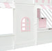 Full-Size House-Bunk Bed With Pink StorageCompartments