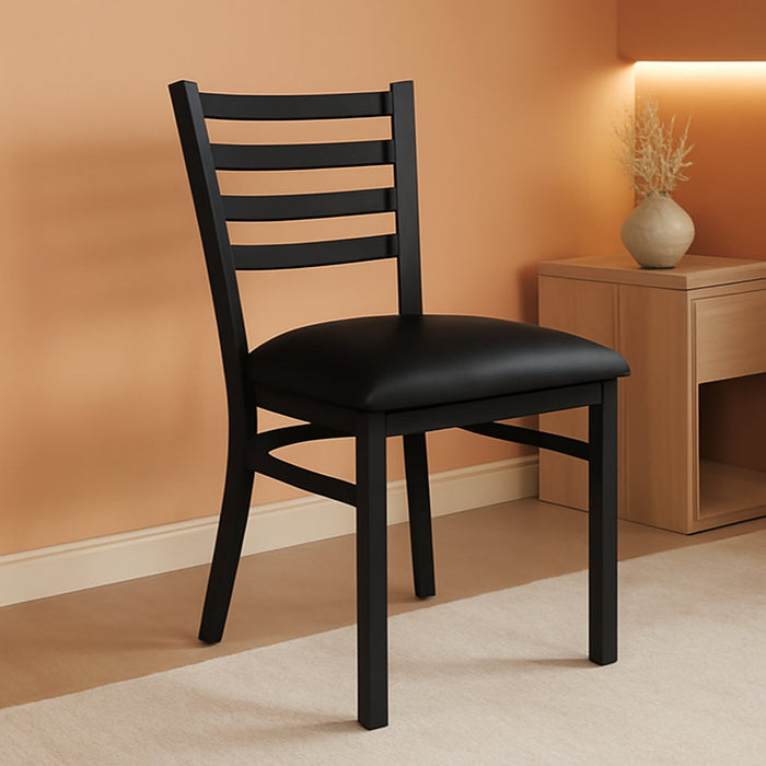 Hercules Series Commercial Ladder Back Restaurant Chairs, Modern Lightweight Metal Dining Chairs with Padded Seats, Set of 2, Black