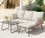 L-Shaped Outdoor Loveseat Sectional Set for Patio, Backyard, Porch with Thick Cushions, Detachable Lounger, Coffee Table