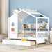White Twin HouseShaped Bed Frame With StorageSpace