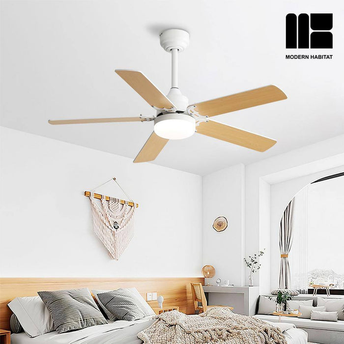 Whisperbloom Blade Span 42 In. Smart Indoor White Ceiling Fan with LED Light Bulbs with Remote Control