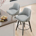 26" H Swivel Barstools Set of 2, Linen Fabric Upholstered Counter Stool with Back, Kitchen High Chairs Counter Height Bar Stools with Cushion, Solid Wood Legs, Grey