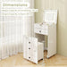Small Vanity Desk Set, Makeup Vanity Table with Flip-Up Lighted Mirror, Storage Bench, 2 Drawers, 8 Wheels, White Girls Dressing Table Nightstand for Small Space Bedroom