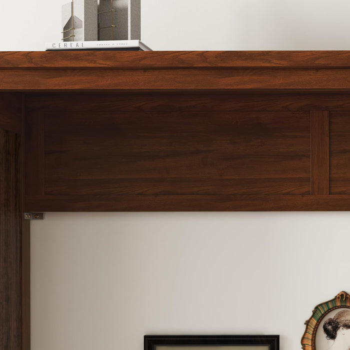 Queen Size Murphy Bed with Storage Shelf & Support Plate for Adult,Girls,Boys,Wood Hidden Wall Bed Cabinet,Space-Saving,No Box Spring Needed, Walnut