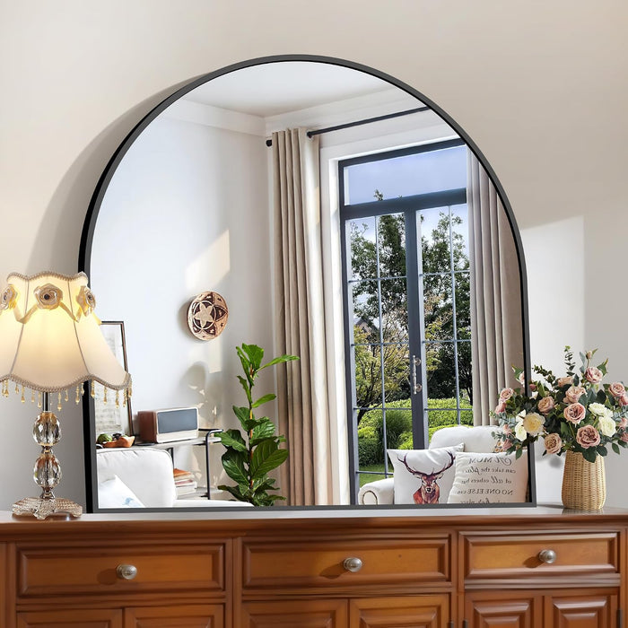 Arched Wall Mirror, 42"X42" Black Arched Mirror for Entryway Table