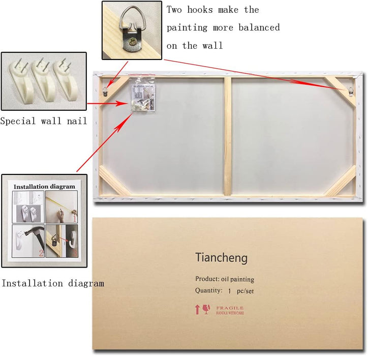 Framed 24X36 Inches Hand-Painted Oil Landscape Painting on Canvas, Living Room Wall Art