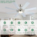Nickel 48 Inch Ceiling Fans with Lights and Remote/App Control, Low Profile Ceiling Fan, 8 Blades，Led Dimmable, Reversible DC Motor, Noiseless, Ceiling Fan for Bedroom Indoor/Outdoor Use