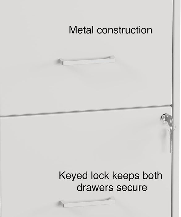 2-Drawer Vertical Mobile File Cabinet, Letter Size, Pearl White, 18-Inch-D (19634)