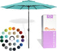 - the Lean 10 Ft Patio Umbrella with Fade-Resistant Sunbrella Fabric, Auto-Tilt Aluminum Frame and 8 Reinforced Ribs for Deck, Pool & Garden - Canvas Glacier Canopy, Black Pole