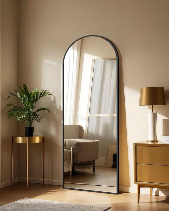 58"X19"Floor Mirror Full Length,Arched Full Length Mirror with Stand,Full Body Mirror,Hanging or Large Leaning for Bedroom Living Room Black