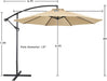 10FT Patio Offset Umbrella - Cantilever Hanging Outdoor Umbrellas W/Uv Protection & 8 Ribs & Handy Crank & Cross Base for Market/Garden/Lawn/Deck/Backyard/Pool - Tan