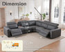 Power Recliner Sofa, Electric Reclining Sofa with Console & Dual Recliner, Leather Sectional Couch for Living Room, Grey