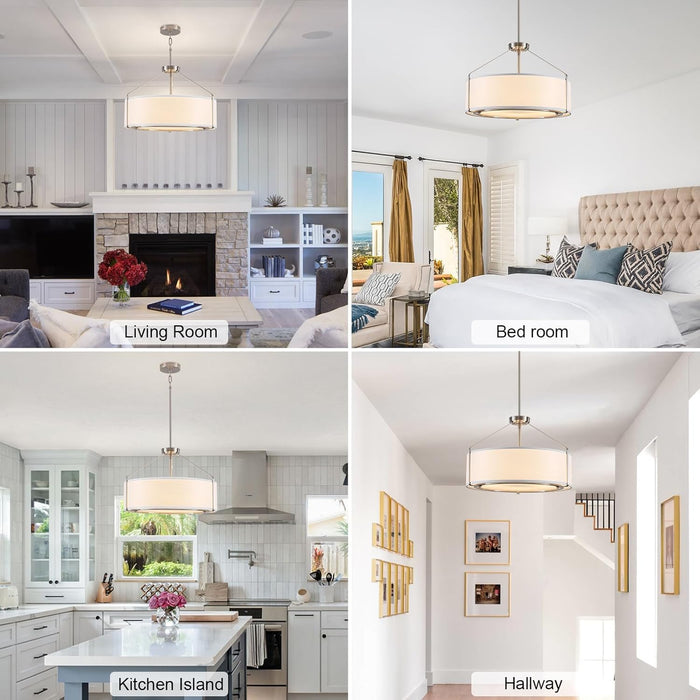20Inches White Drum Chandelier Large Pendant Lights for Dining Room