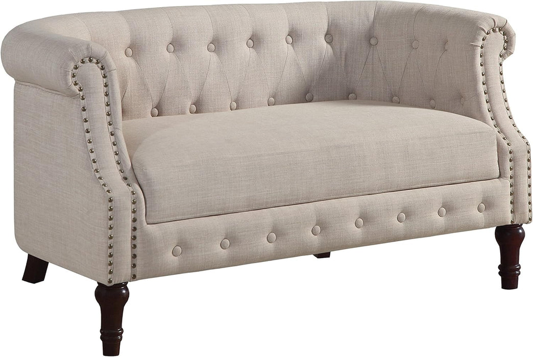 Beige Chesterfield Loveseat: Classic, Elegant Design