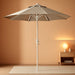 12-Year-Non-Fading, 9Ft Premium Sunbrella Patio Umbrella, Hand-Crank, Button-Tilt, White Frame, Beige Fabric