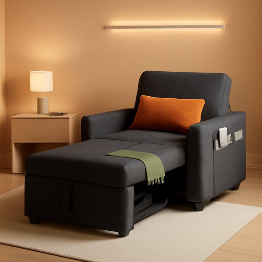 SlateGray Convertible Sleeper Sofa Bed With Armrests