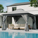 Gray 12x12 Outdoor Gazebo With MosquitoNetting Coverage