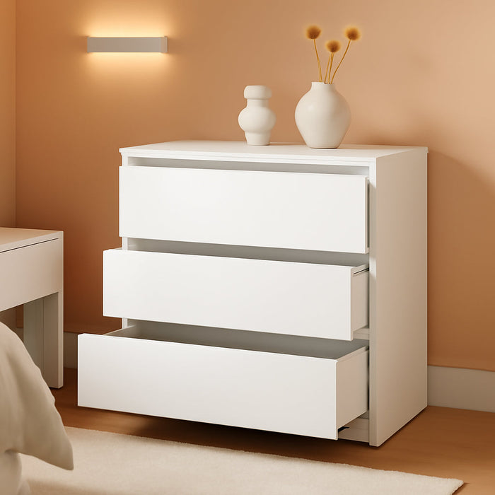 White 3 Drawer Dresser – Modern 3 Drawer Dresser for Bedroom, Closet, or Entryway – Sleek and Functional Three Drawer Unit for Compact Storage