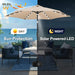 10Ft Solar Outdoor Umbrella - 24 LED Lighted Patio Umbrella with Centre Surround Light, Table Umbrellas with Tilt & Crank for Pool, Porch, Garden, Deck, Backyard UV Protection (Beige)