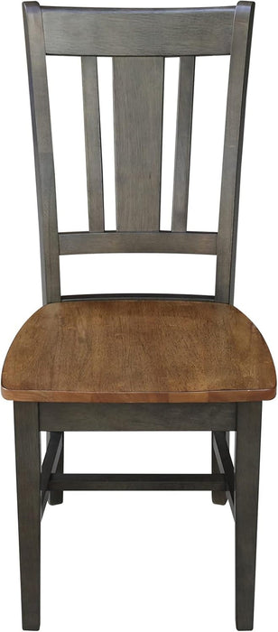 International Concepts San Remo Splatback Dining Chair, Height, Hickory/Washed Coal