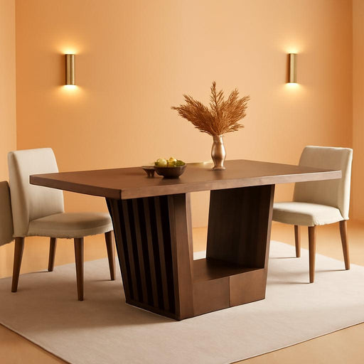 63-Inch Dining Table for 4-6, Farmhouse Rectangular Kitchen Dinner Table with Heavy-Duty Base, Wood Dining Room Furniture for Kitchen, Living Room, Home, Brown