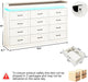71" Wide 46" Tall Large Farmhouse 12 Drawers Dresser for Bedroom with LED Light and Power Outlets,Wood Rustic 12 Chests of Drawers for Closet,Tall Storage Dresser Organizer for Bedroom(White)
