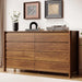 55" Wide 8-Drawer Dresser, Mid-Century Modern Chest with Solid Wood Legs, Concealed Handle,Large Wood Storage Organizer, Bedroom Storage,Walnut